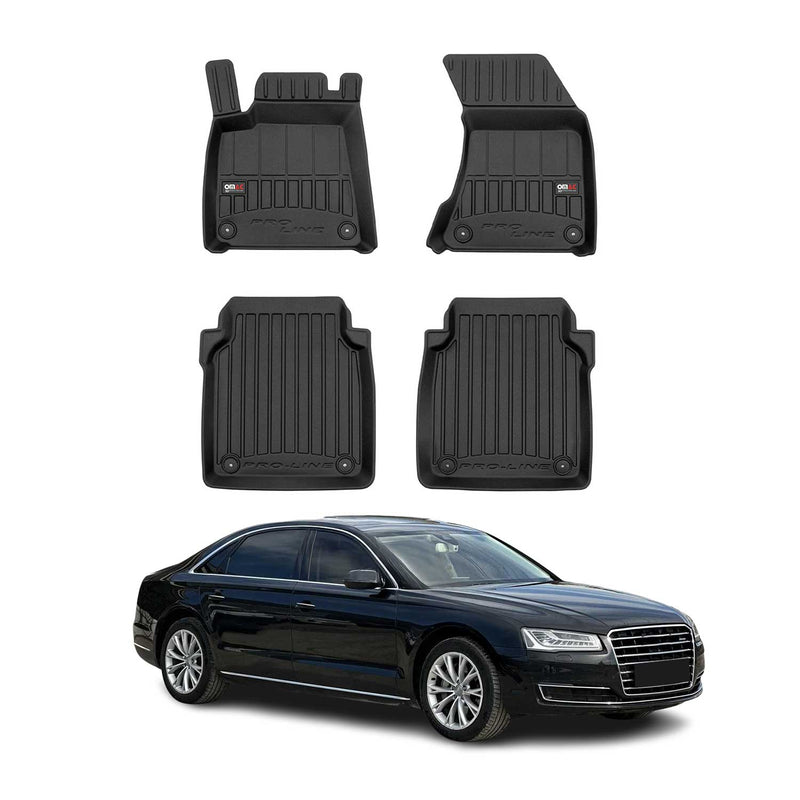Tappetini Audi A8 lunghi D4 2009-2018 in TPE nero, 4 pezzi