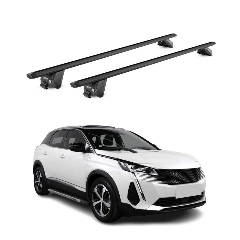 Portapacchi da tetto per Peugeot 3008 2016-2025 alluminio nero 2 pezzi ABE