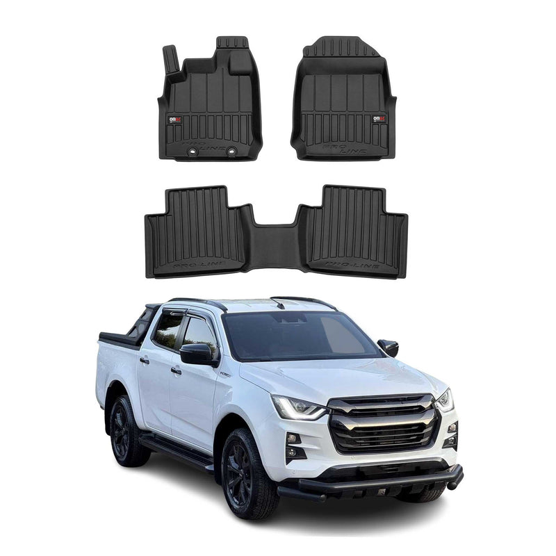 Tappetini in TPE neri per cabina estesa Isuzu D-Max 2019-2025, 3 pezzi