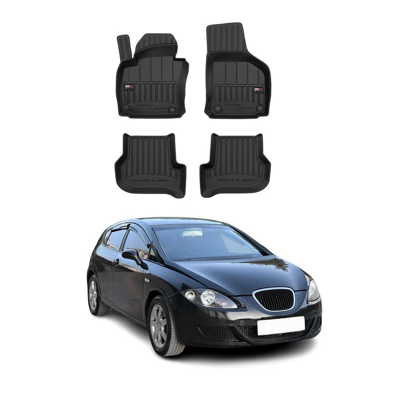 Tappetini in TPE neri per Seat Leon Mk2 2005-2013, 4 pezzi