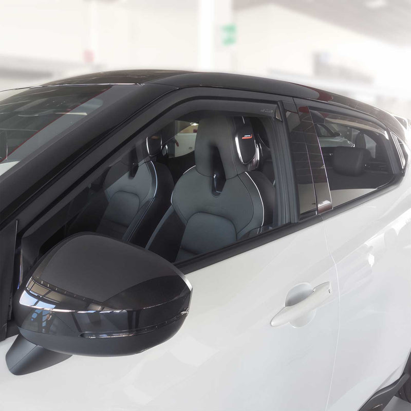 Deflettori antivento e antipioggia per Nissan Juke 2020-2025 in acrilico scuro, 4 pezzi