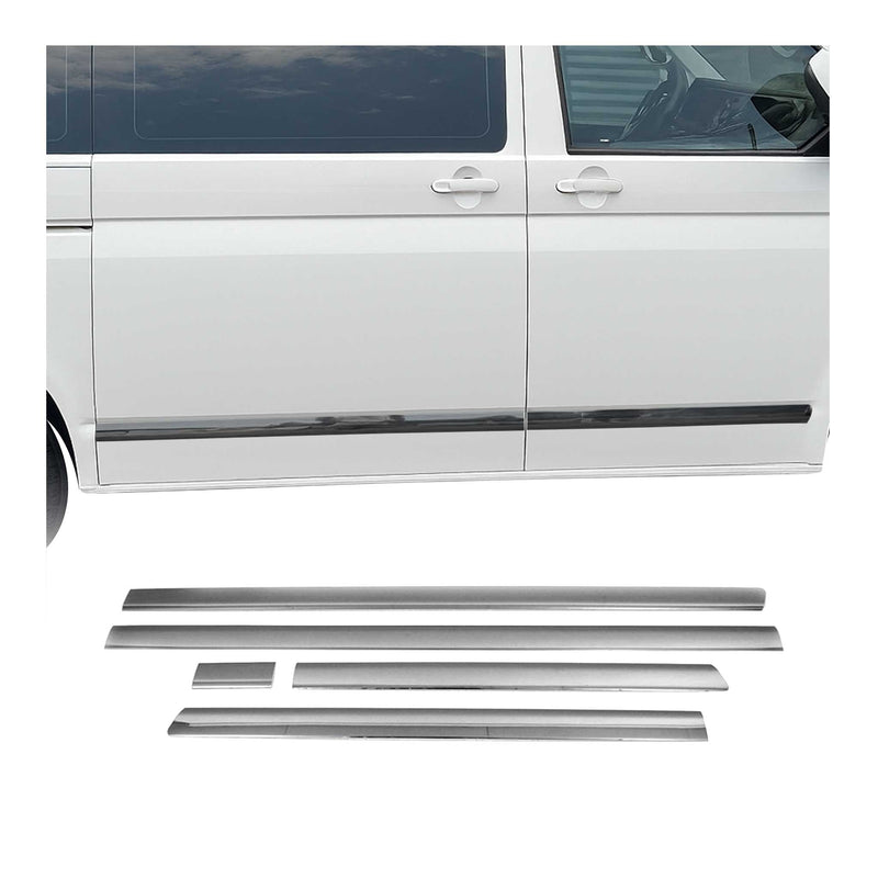 Protezione per porta laterale con striscia in acciaio inox scuro per VW Multivan T5 2003-2015 L1 5 pezzi