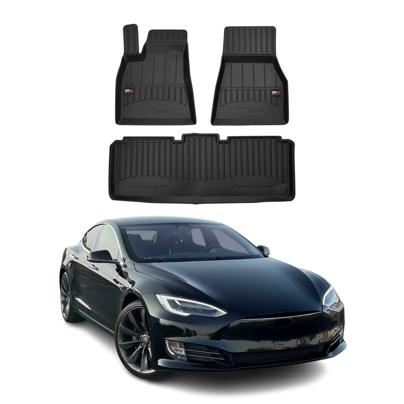 Tappetini Tesla Model S 2014-2020 in TPE nero, 3 pezzi