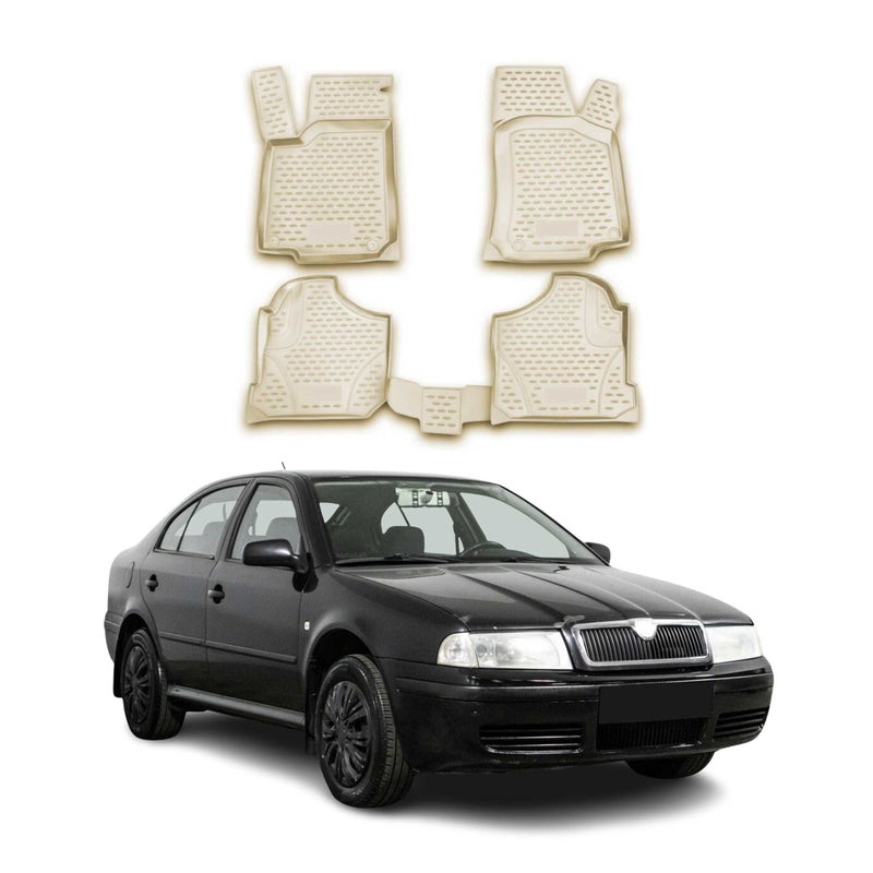 1996-2004 Skoda Octavia Fußmatten Gummi Beige 4 tlg