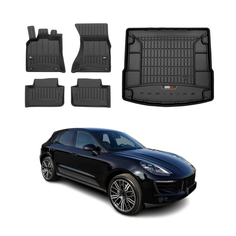Set di tappetini e vaschetta per bagagliaio OMAC per Porsche Macan 2014-2018 in gomma, 5 pezzi