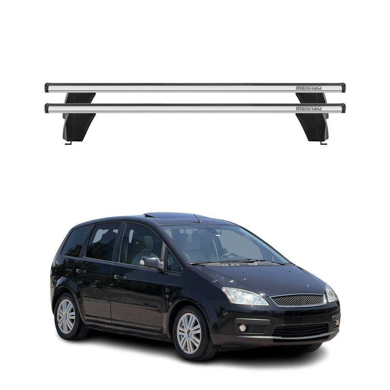 Base portapacchi Menabo per Ford C-Max 2003-2010, barra trasversale ABE in alluminio argento