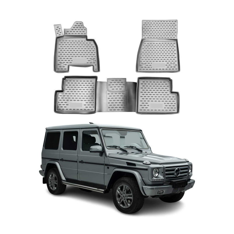 Tappetini Mercedes G W463 2007-2018 in TPE grigio, 4 pezzi