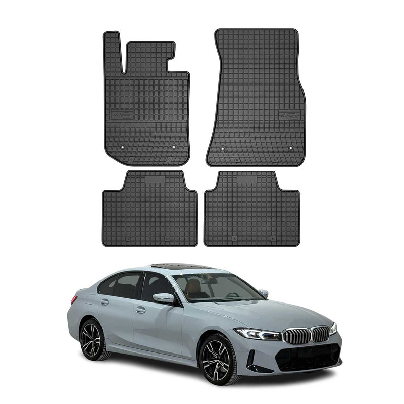 Tappetini in gomma neri per BMW Serie 3 Berlina Touring G20 G21 2019-2025, 4 pezzi