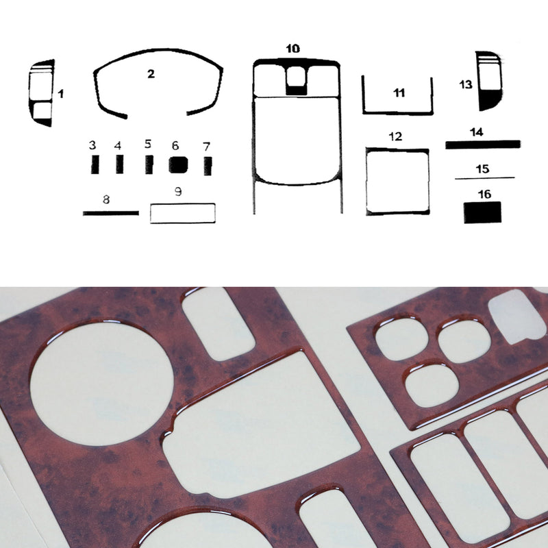 Decorazione interna abitacolo per Isuzu D-Max 2002-2008 effetto radica 16 pezzi
