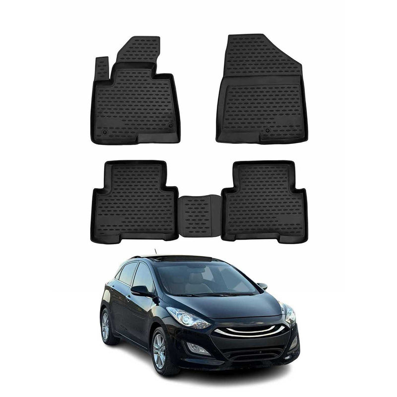Tappetini Hyundai i30 2012-2017 in TPE nero, 4 pezzi