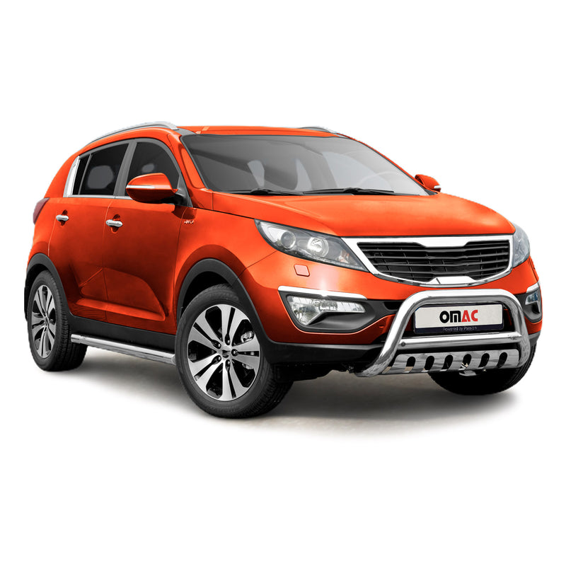 Protezione anteriore per Kia Sportage 2010-2015 con ABE in acciaio inox argento