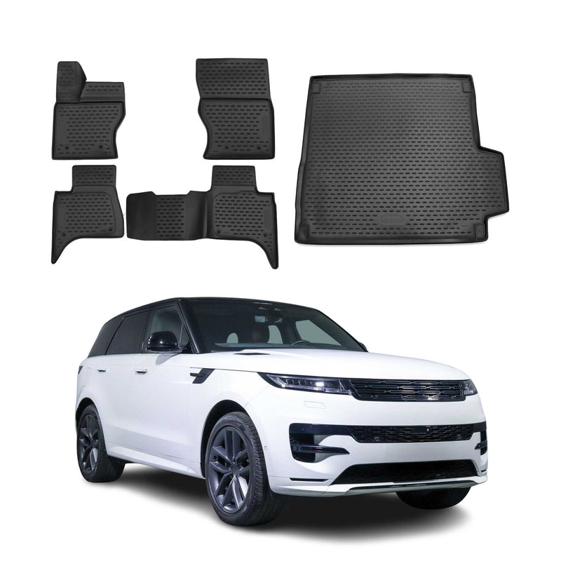 Set di tappetini e vaschetta per bagagliaio per Range Rover Sport 2013-2017 TPE Nero