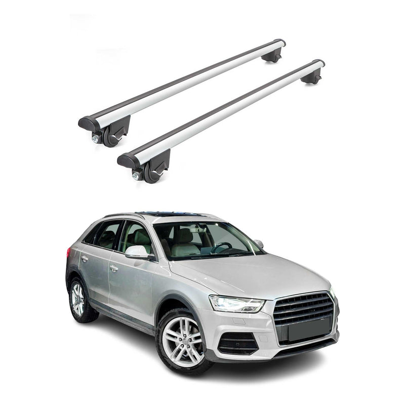Portapacchi da tetto per Audi Q3 2011-2018, portapacchi da tetto, 100 kg, alluminio, argento
