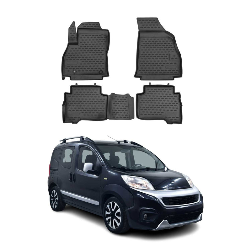 Tappetini Fiat Fiorino Qubo 2008-2021 in TPE Nero 4 pezzi