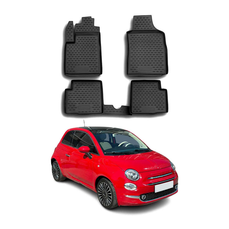 Tappetini Fiat 500 500C 2007-2020 TPE Nero 4 pezzi