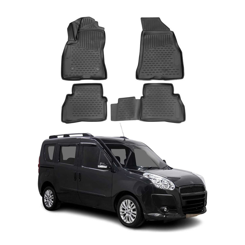 Tappetini Fiat Doblo Panorama 2015-2021 in TPE Nero 4 pezzi