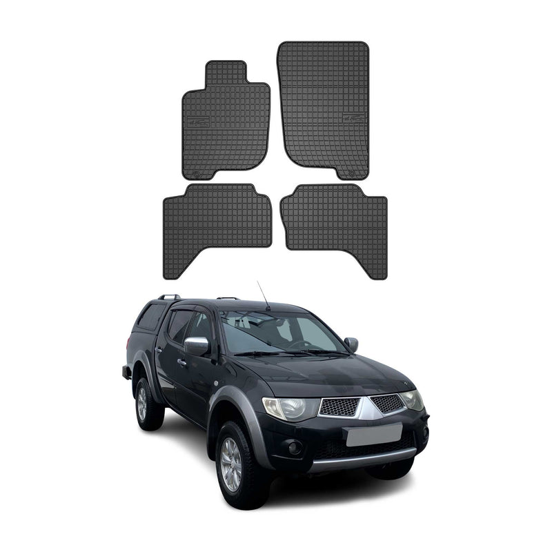 Tappetini in gomma neri per Mitsubishi L200 2007-2016, 4 pezzi