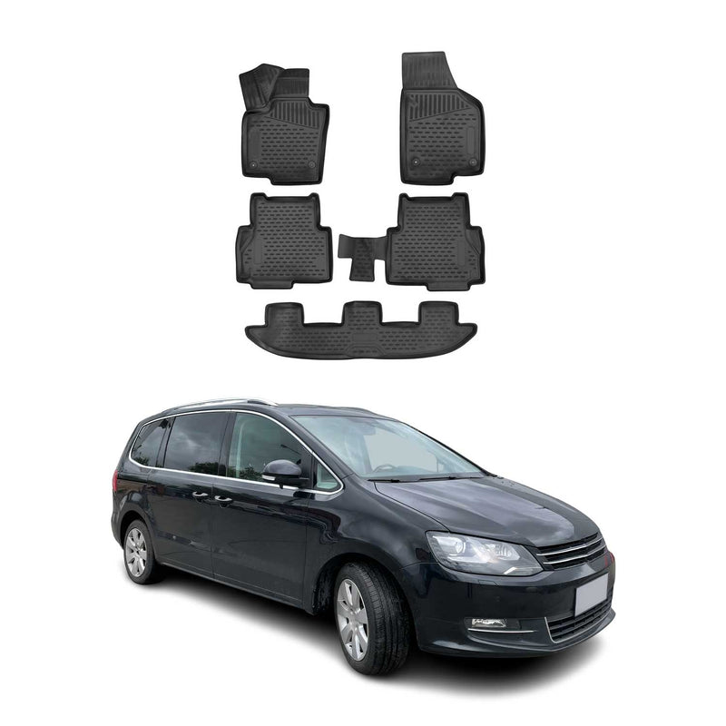 Tappetini VW Sharan 2010-2015 in TPE nero, 5 pezzi