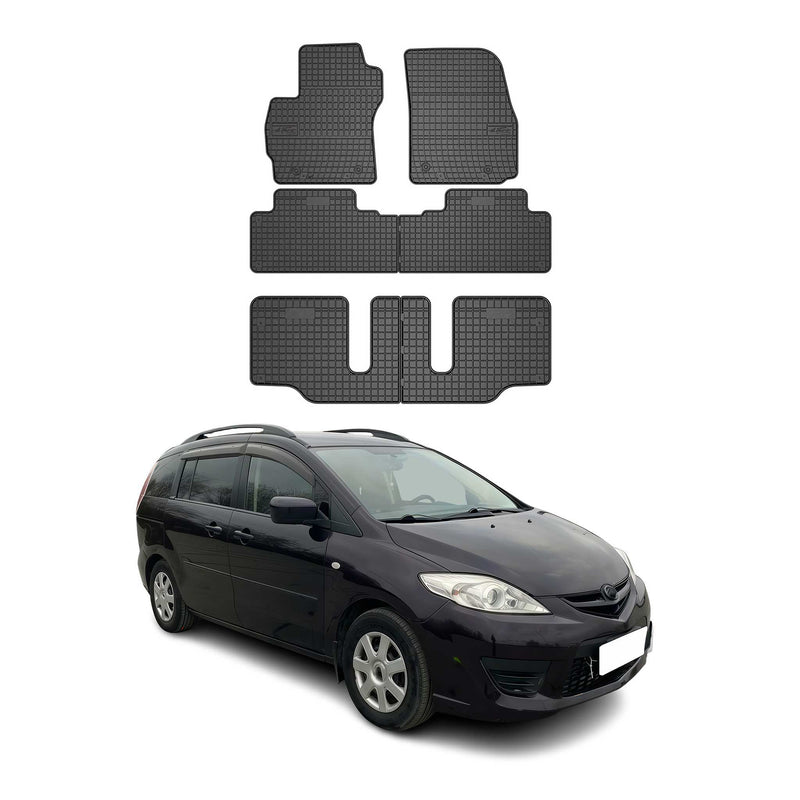 Tappetini in gomma OMAC per Mazda 5 2005-2010, tappetini auto in gomma neri, 6 pezzi