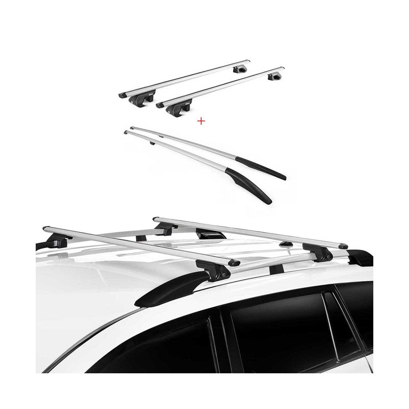 Barre portatutto + set barre portatutto per VW Touareg 7L 2002-2010 Alu Grey