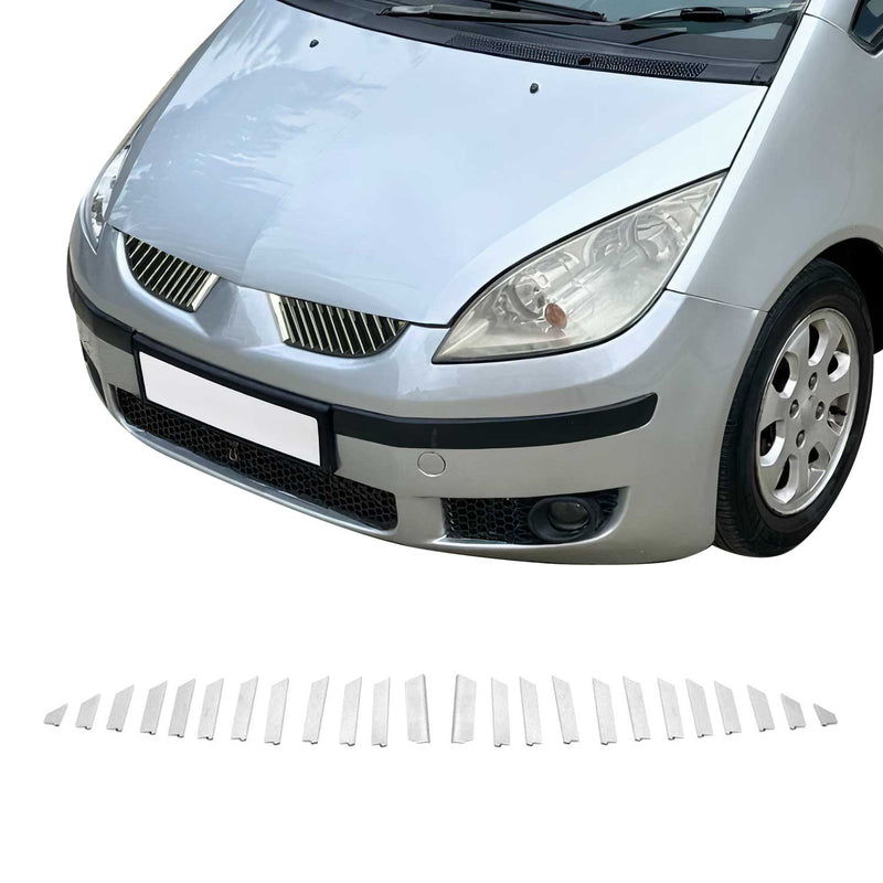 Strisce per griglia radiatore per Mitsubishi Colt Z3 in acciaio inox argento 24 pezzi