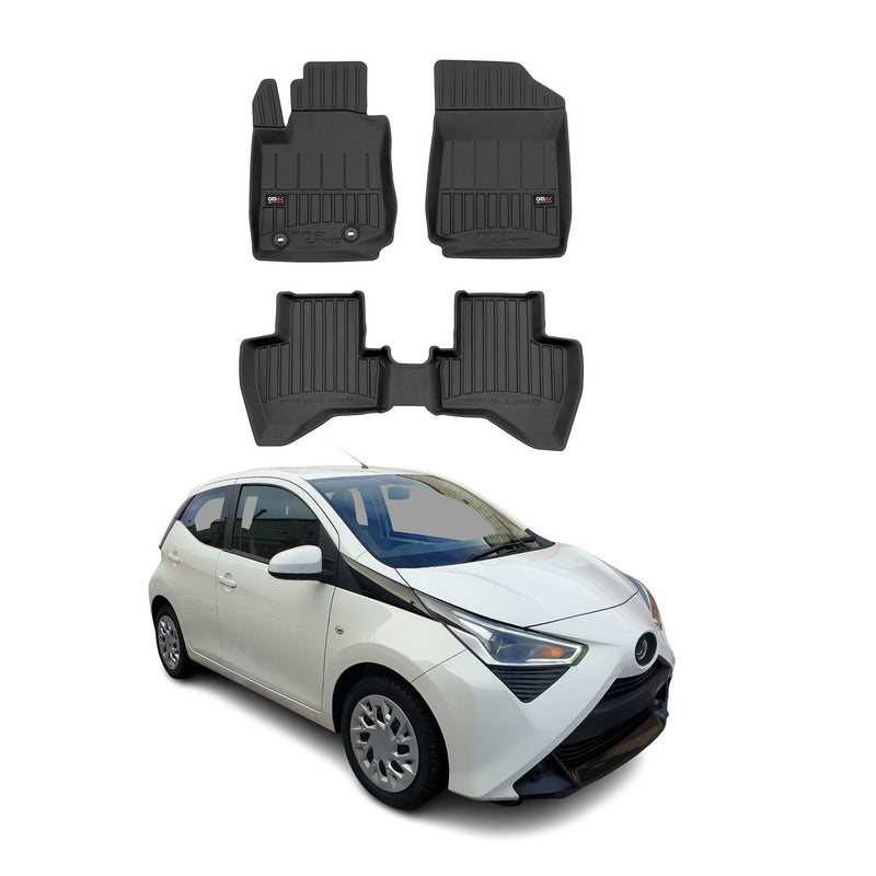 Tappetini Toyota Aygo 2014-2022 in TPE nero, 3 pezzi