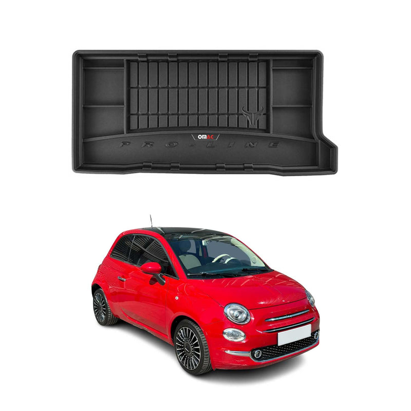 Vasca baule in gomma OMAC per Fiat 500 2007-2025 Vasca baule in TPE nera