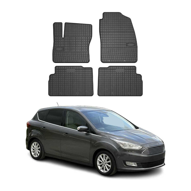 Tappetini in gomma neri per Ford C-Max 2010-2019, 4 pezzi