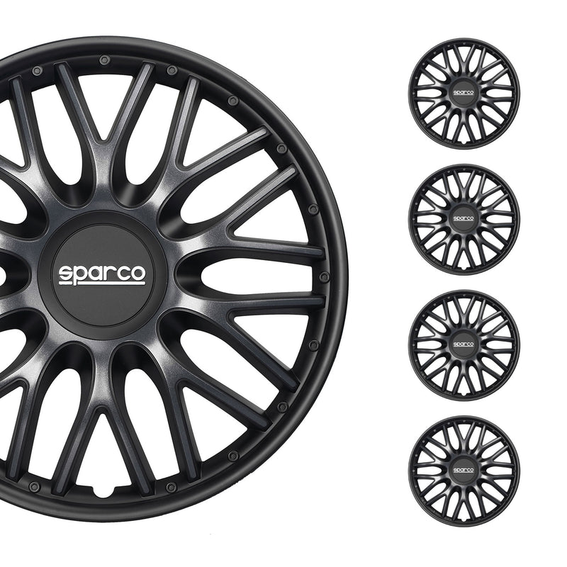 Coprimozzi Sparco 15 pollici Roma grigio nero 4 pezzi