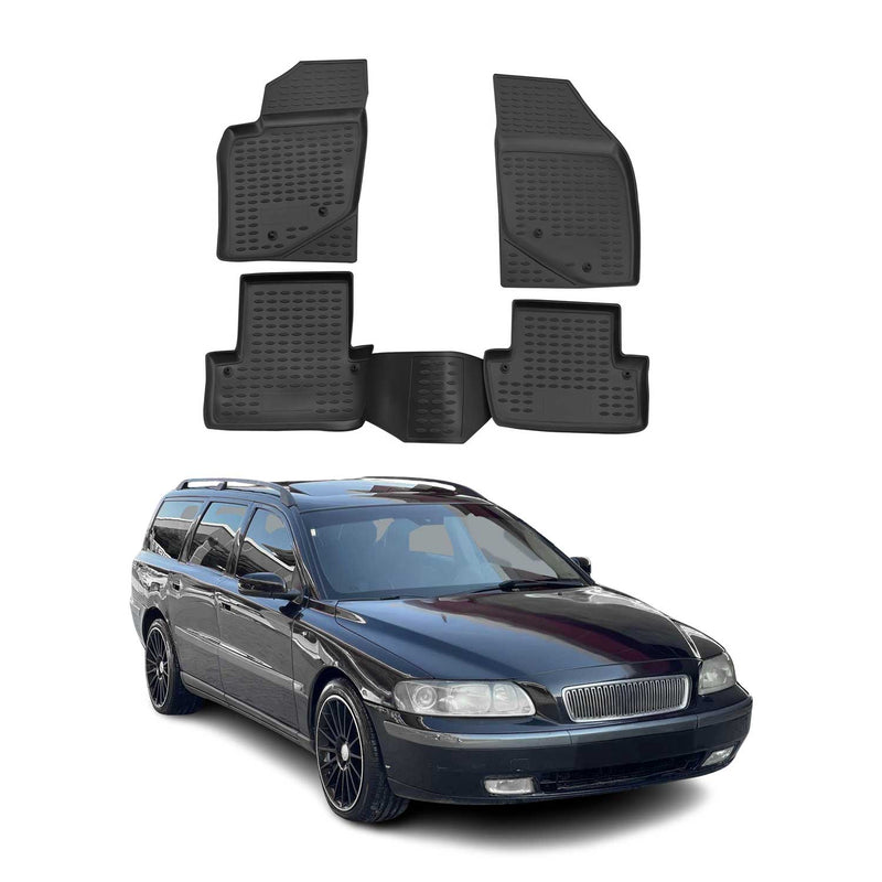 Tappetini per Volvo V70 2000-2007 in TPE nero, 4 pezzi