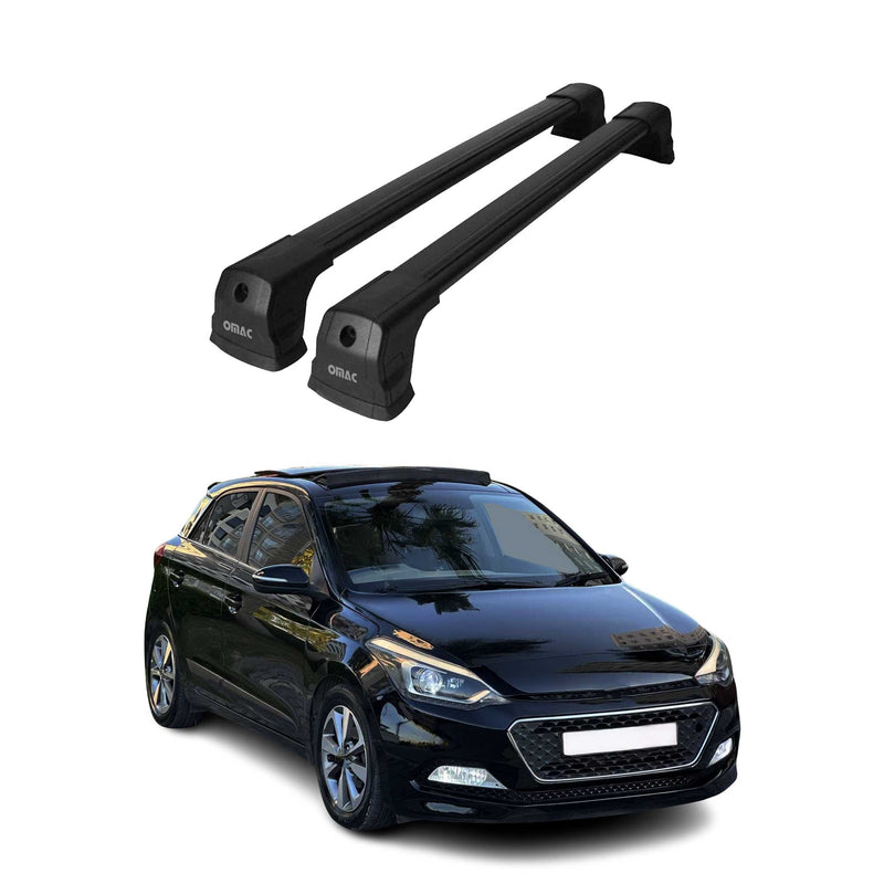 Portapacchi da tetto per Hyundai i20 2014-2020 HB Nero Alluminio 2 pezzi