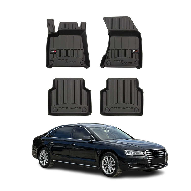 Tappetini Audi A8 D4 2009-2018 in TPE nero, 4 pezzi