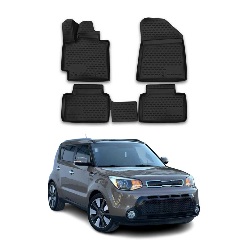 Tappetini Kia Soul 2013-2020 in TPE nero, 4 pezzi