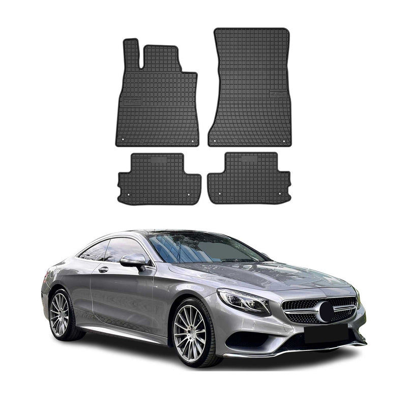 Tappetini in gomma neri per Mercedes Classe S W222 Coupé 2013-2020, 4 pezzi.