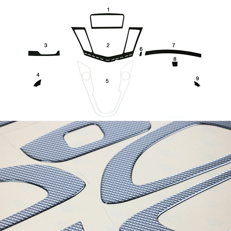 Decorazione interna abitacolo per Chevrolet Cruze 2008-2016 effetto carbonio 9 pezzi
