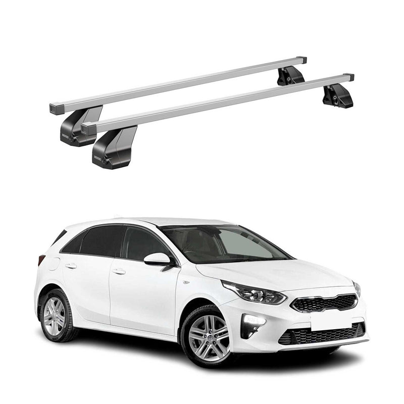 Portapacchi in acciaio Menabo per Kia Ceed 2018-2025, 2 pezzi, colore argento