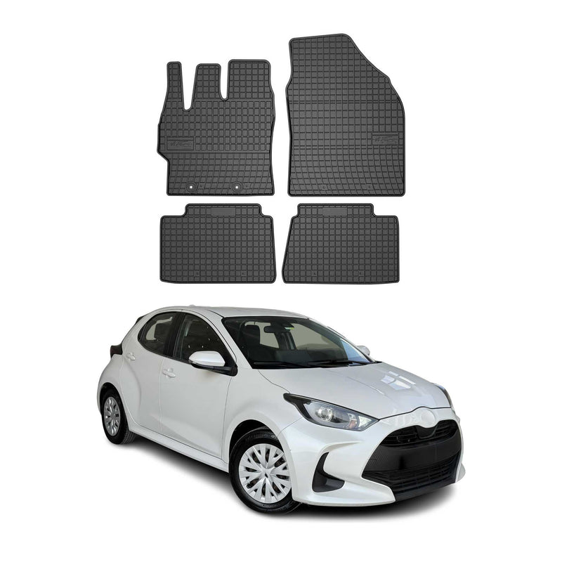 Tappetini in gomma neri per Toyota Yaris 2020-2025, 4 pezzi
