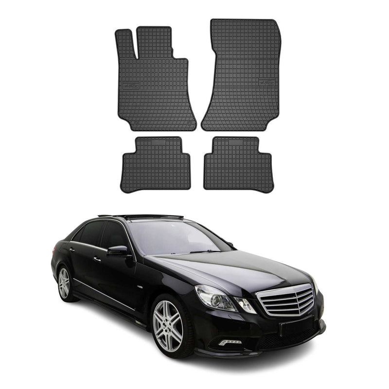Tappetini in gomma neri per Mercedes Classe E W212 2009-2016, 4 pezzi