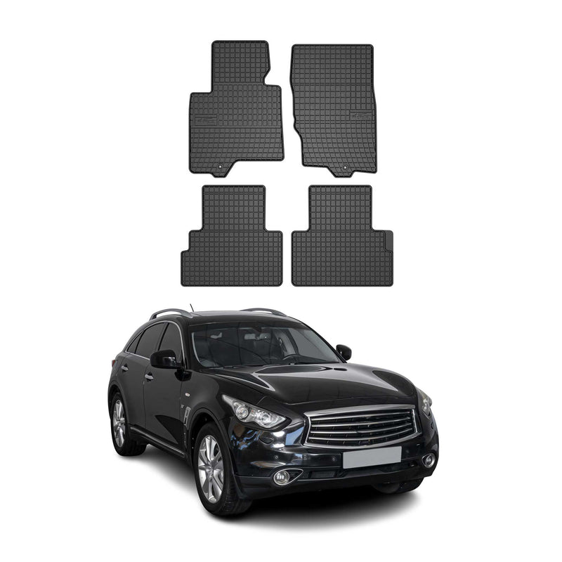 Tappetini in gomma neri per Infiniti QX70 2008-2018, 4 pezzi