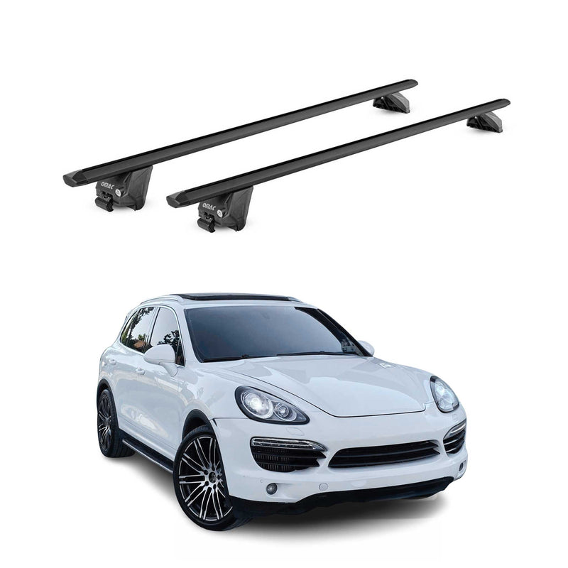 Portapacchi da tetto per Porsche Macan 95B 2015-2025 alluminio nero 2 pezzi ABE