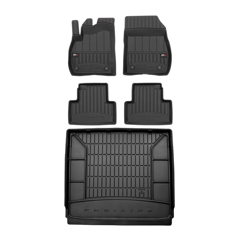 Set di tappetini e vaschetta per bagagliaio OMAC per Opel Zafira C Tourer 2012-2019 in gomma, 5 pezzi