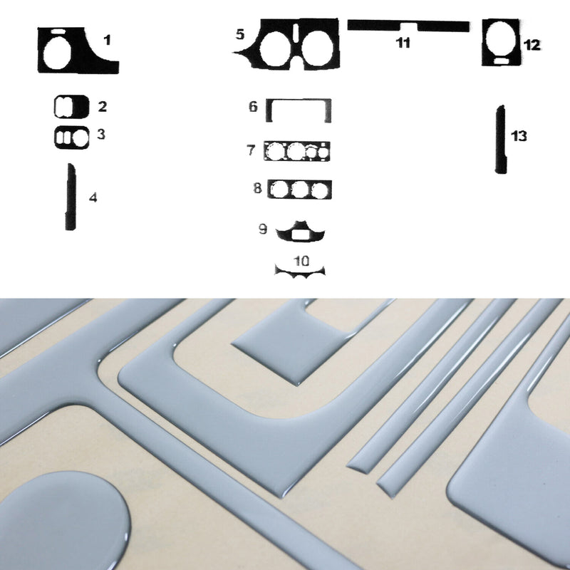Decorazione interna abitacolo per Renault Kangoo 1998-2009 look alluminio 13 pezzi