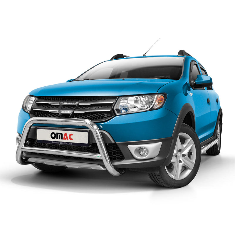 Barra di protezione anteriore per Dacia Sandero Stepway 2012-2016 ABE acciaio argento