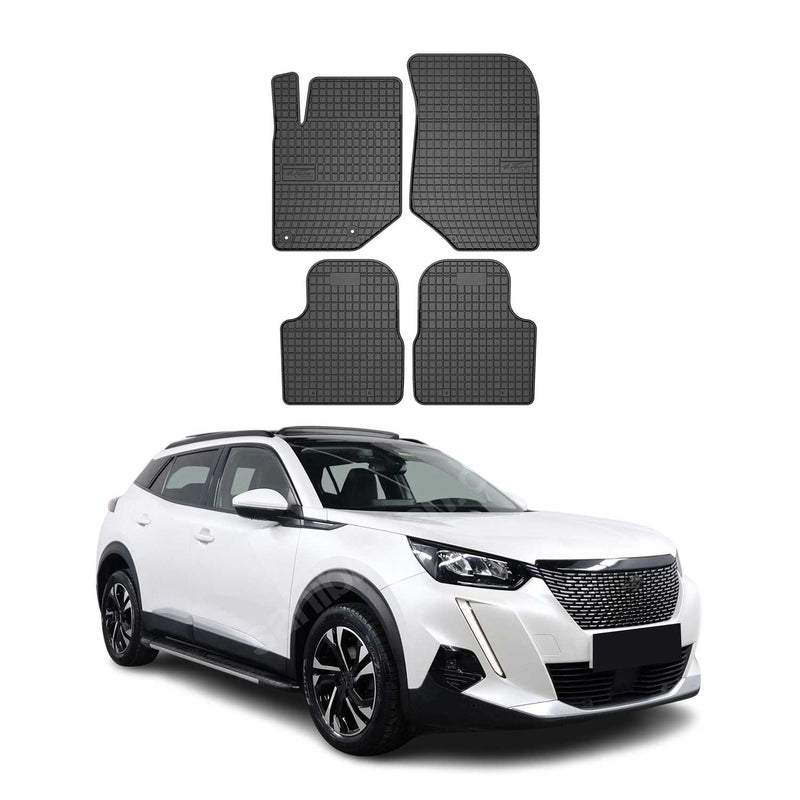 Tappetini in gomma neri per Peugeot 2008 2019-2025, 4 pezzi