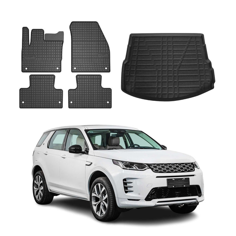 Set di tappetini e vaschetta per bagagliaio per Land Rover Discovery Sport 2014-2019 in gomma