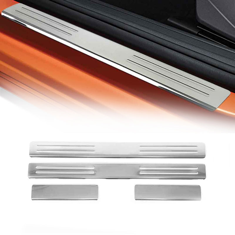 Listelli battitacco, listelli di protezione per portiere, protezione per portiere per VW Polo 2017-2025, acciaio inox, 4 pezzi