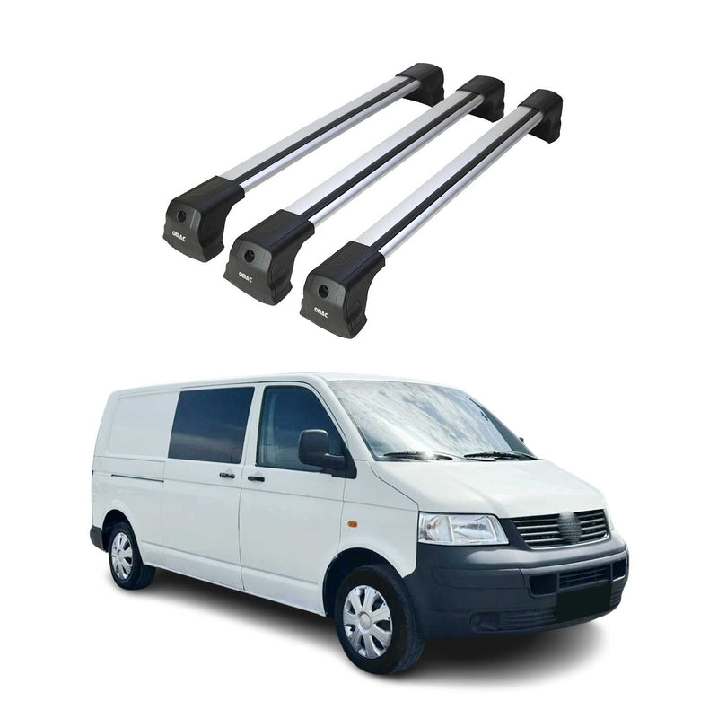 Portapacchi da tetto per VW T5 T6 2003-2024, portapacchi base grigio alluminio, 3 pezzi