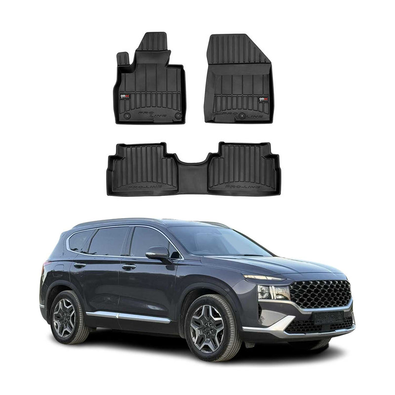 Tappetini Hyundai Santa Fe 2018-2025 in TPE nero, 3 pezzi