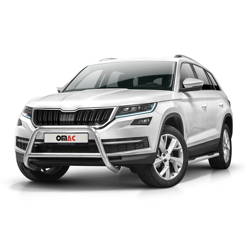 Barra di protezione anteriore per Skoda Kodiaq 2017-2022 con ABE in acciaio argento