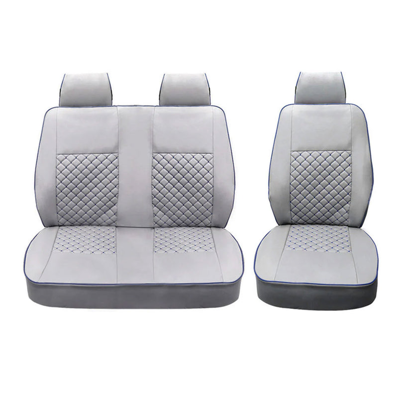 Coprisedili per VW T4 Transporter 1990-2003 Pelle Grigio Blu 2+1